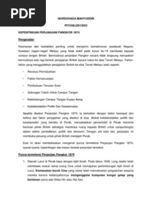 Kepentingan Perjanjian Pangkor 1874 Pdf