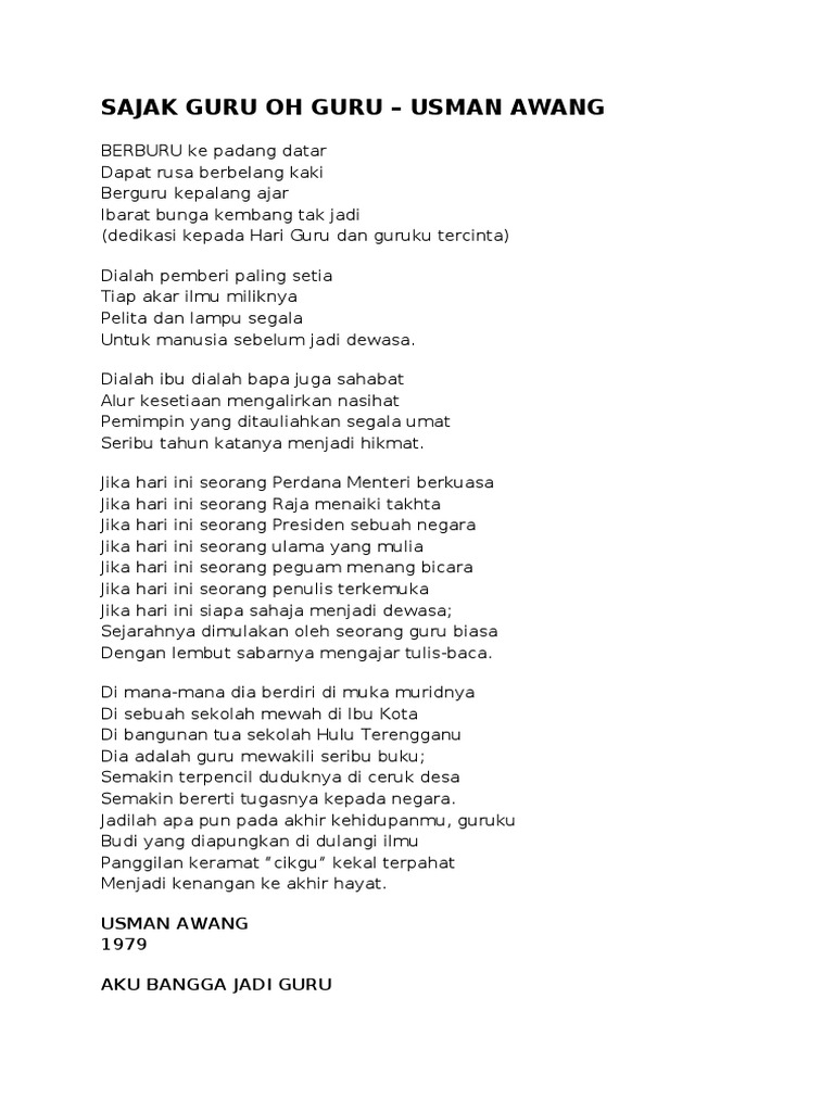 Sajak Guru Oh Guru Pdf