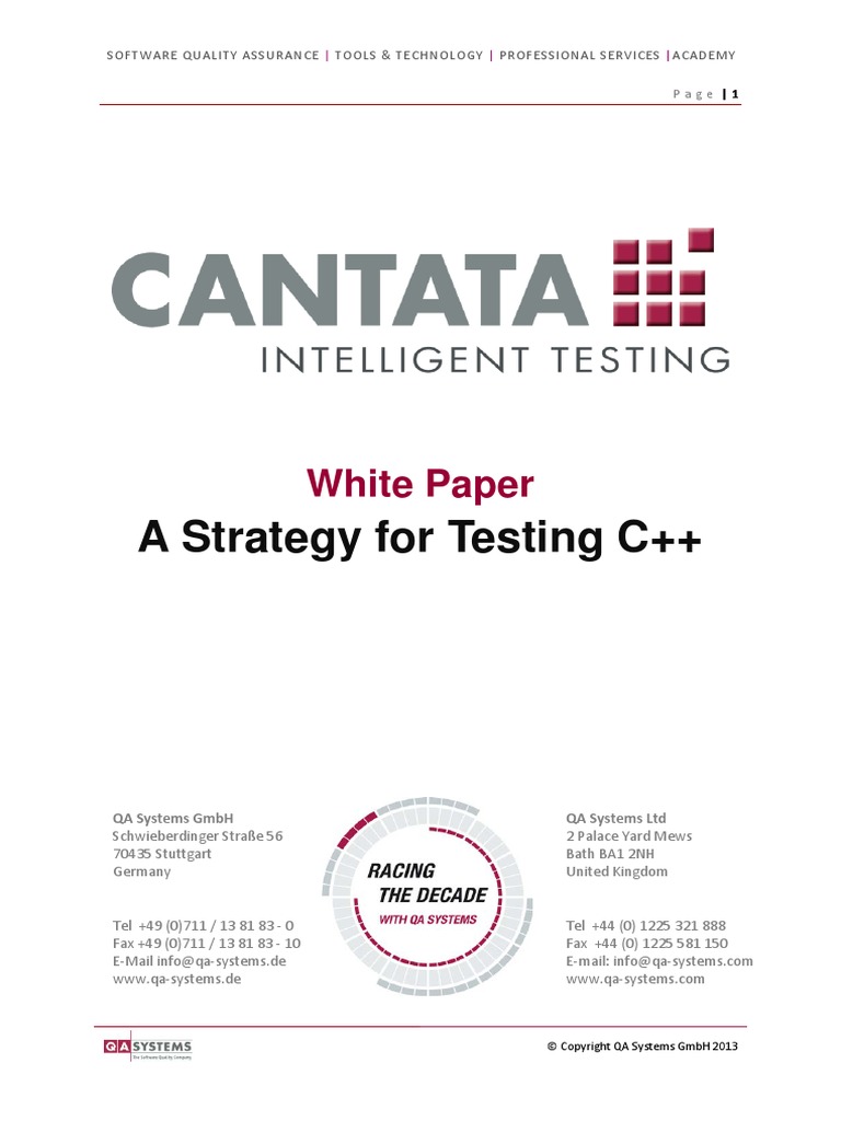 A Strategy For Testing C++: White Paper | PDF | Class (Computer ...