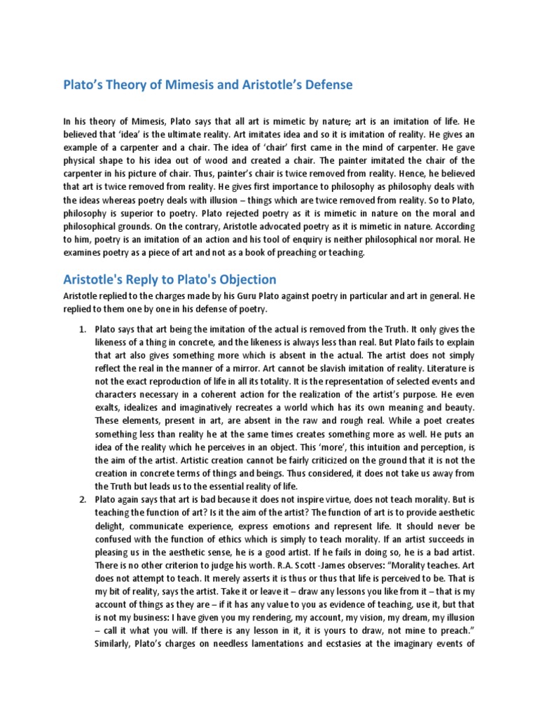 The Mimetic Theory of Art Tragedy Aristotle