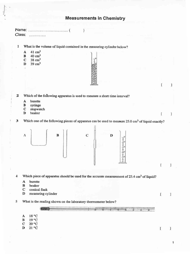 chemistry worksheet #1