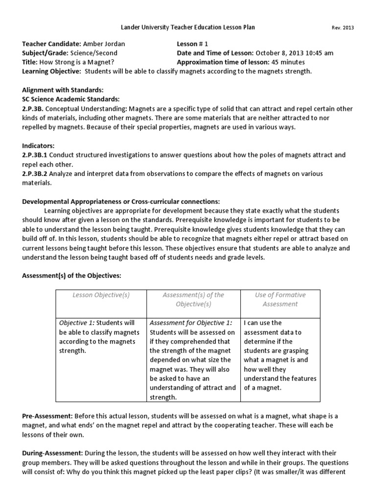 Lesson Plan Amber PDF Lesson Plan