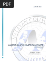 Experiment 2 - Calibration of Volumetric Glassware
