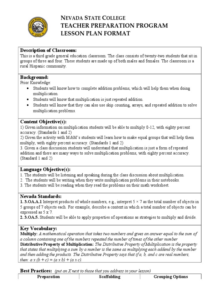 Lesson 2 - M&M Multiplication | PDF | Multiplication | Lesson Plan
