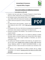 Oriental Bank of Commerce Corporate Office, Gurgaon: Guidelines Alongwith Terms and Conditions For e-FDR/ e-CDR