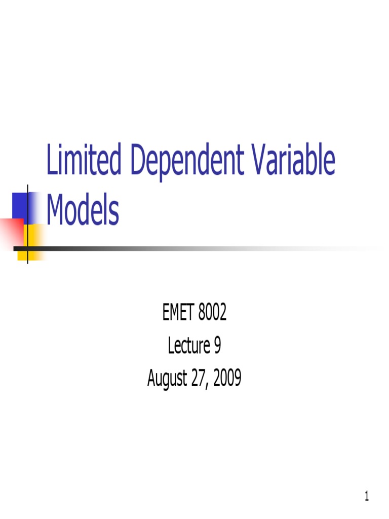 Limited Dependent Variable Models Overview | PDF | Computers