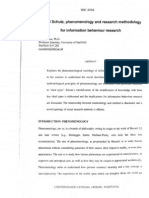 Alfred Schutz, Phenomonology and Research Methodology For Informative Behaviour Research