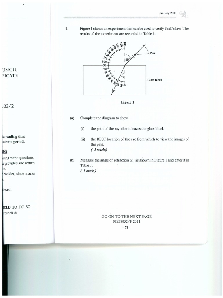CXC Physics 2011 Past Paper (P 1) | PDF