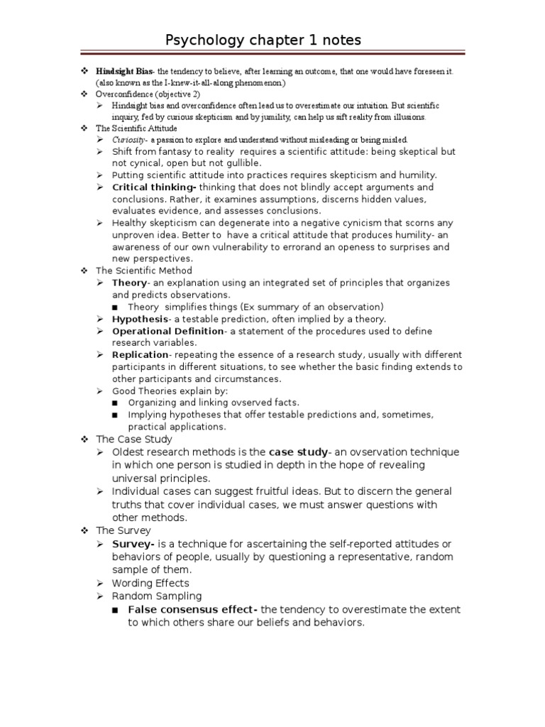 Psychology CH 1 Note | PDF | Survey Methodology | Theory