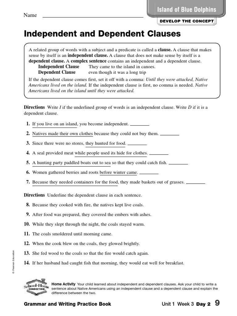 9th Grade Clauses Worksheets Ii Clause Leather