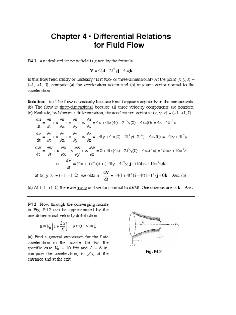 Solution For Chapter 4 Differential Flow Navier Stokes Equations Fluid Dynamics
