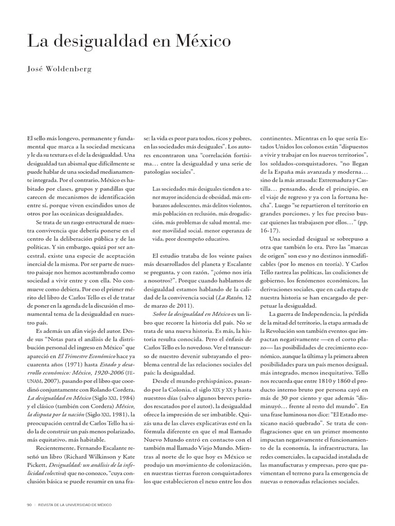 La Desigualdad en México | PDF | Desigualdad social | Discriminación y ...
