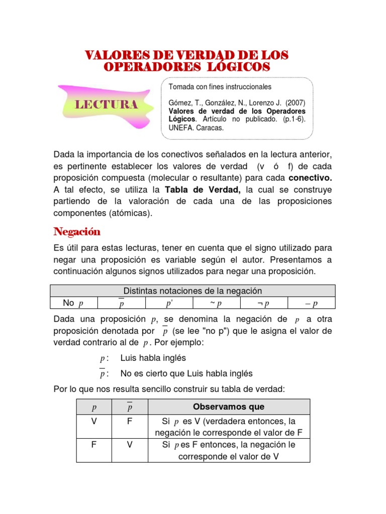 Como resolver tablas de valores de la verdad (lógica) Proposición