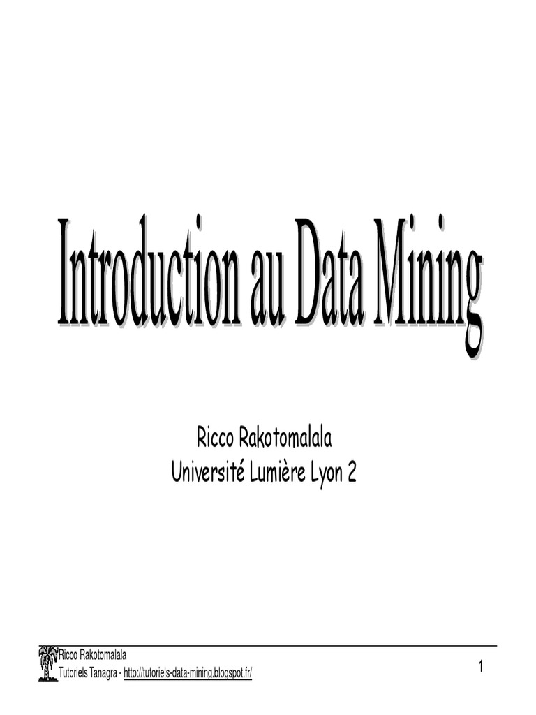 Introduction au Data Mining | PDF | Minage des données | Sciences de l ...