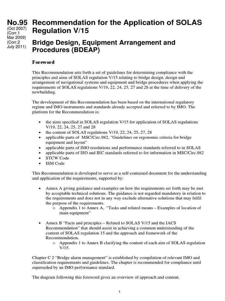 Recommendation For The Application of SOLAS Regulation v-15 | PDF ...