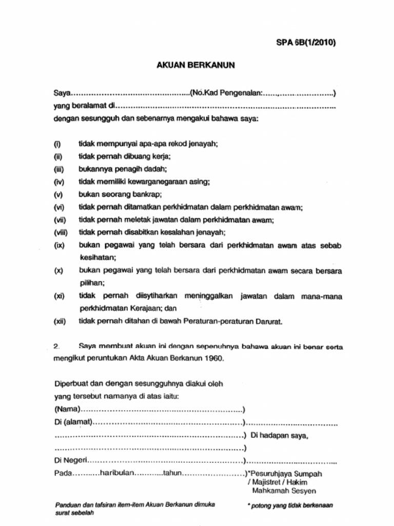 Caj Surat Akuan Berkanun Akuan berkanun dibuat berhubung permohonan