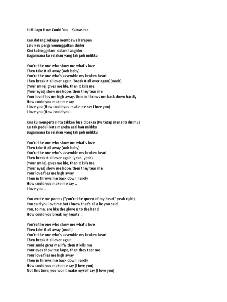 Lirik Lagu How Could You Docx