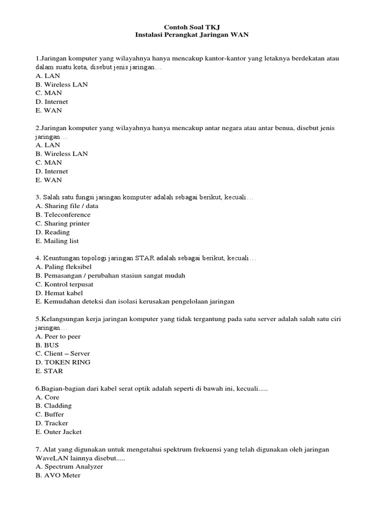 Contoh Soal Tkj