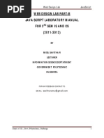 Web Design Lab Part-B Java Script Laboratory Manual For 3 Sem Is and Cs (2011-2012)