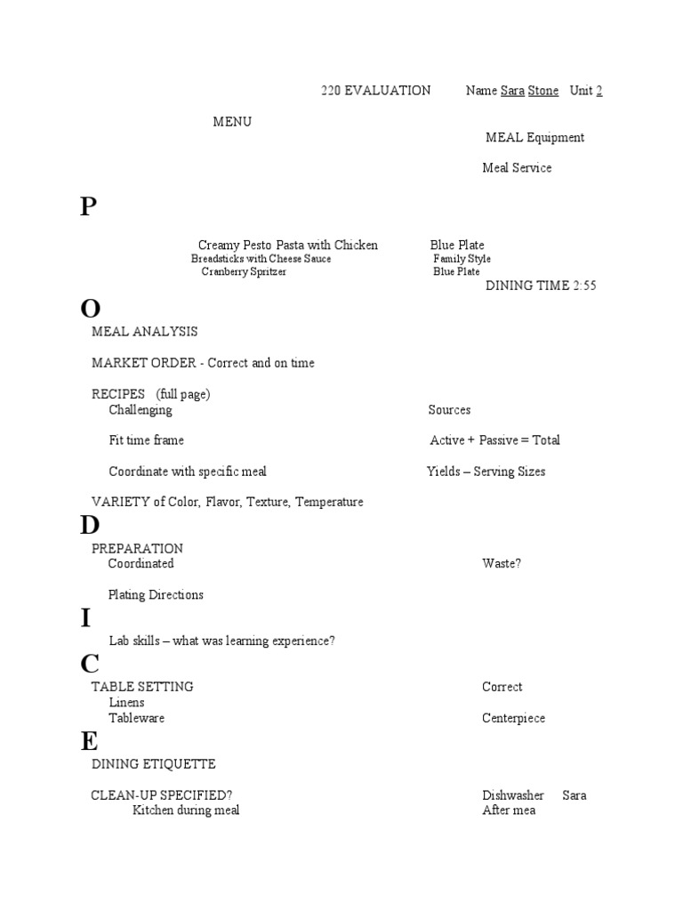 Meal Preparation and Service Guide | PDF