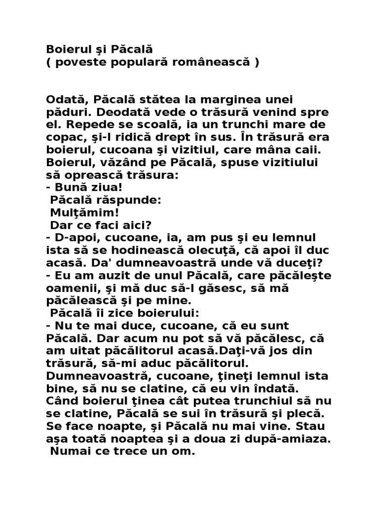 Puiul Rezumat Pacala Rezumat | PDF