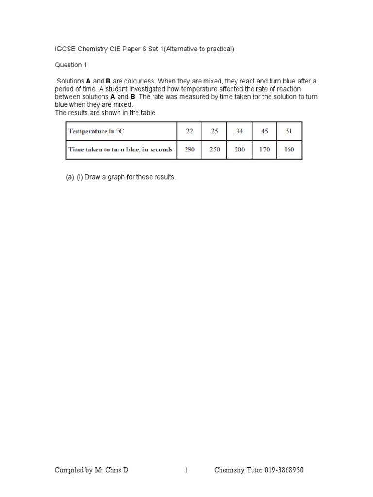 Alternative To Practical Questions IGCSEset 1 | PDF | Teaching Methods ...