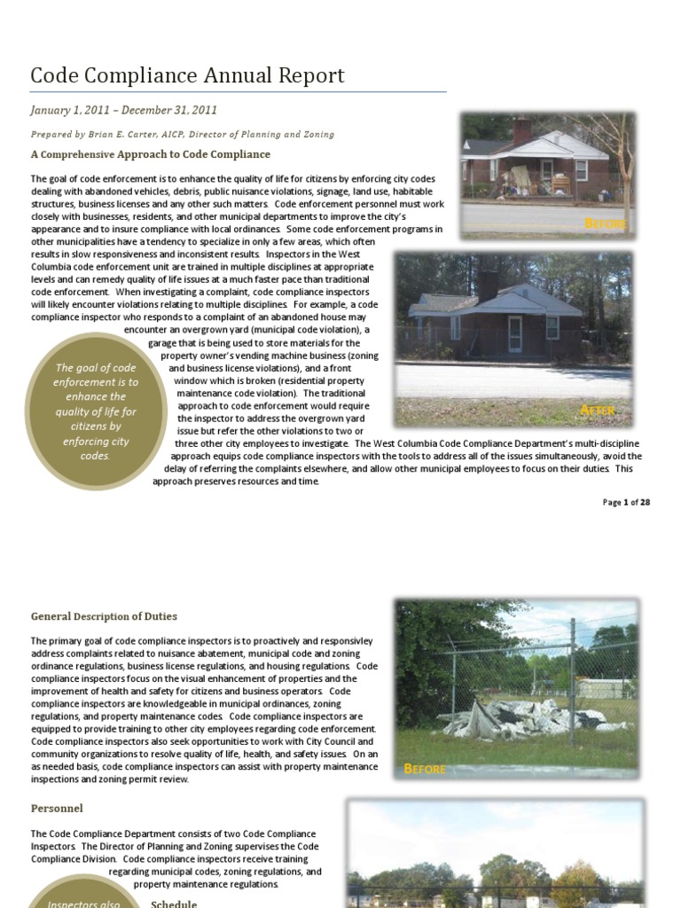 Code Compliance 2011 Annual Report Final 20120124 | PDF | Inspector ...