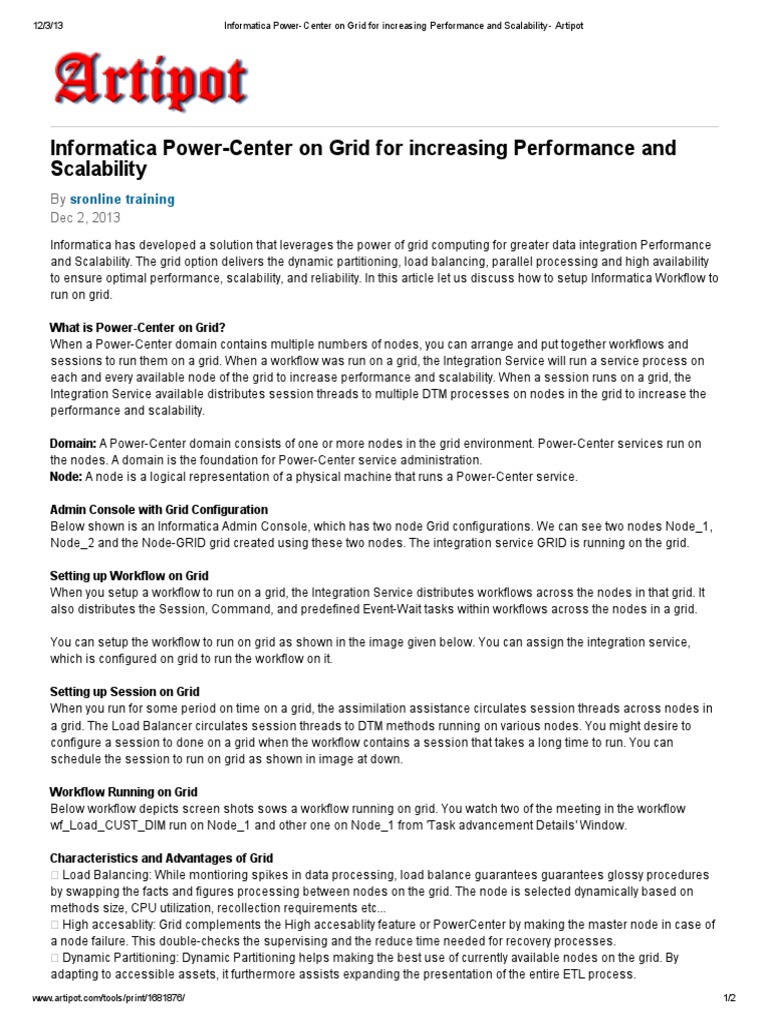 Optimize Informatica PowerCenter on Grid | PDF | Computing | Business