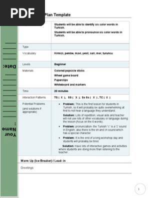 PPP Lesson Plan Template