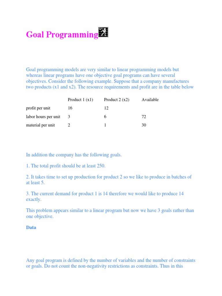 Goal Programming Linear Programming Goal Free 30day Trial Scribd