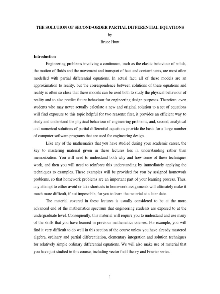 The Solution of Second-Order Partial Differential Equations | PDF