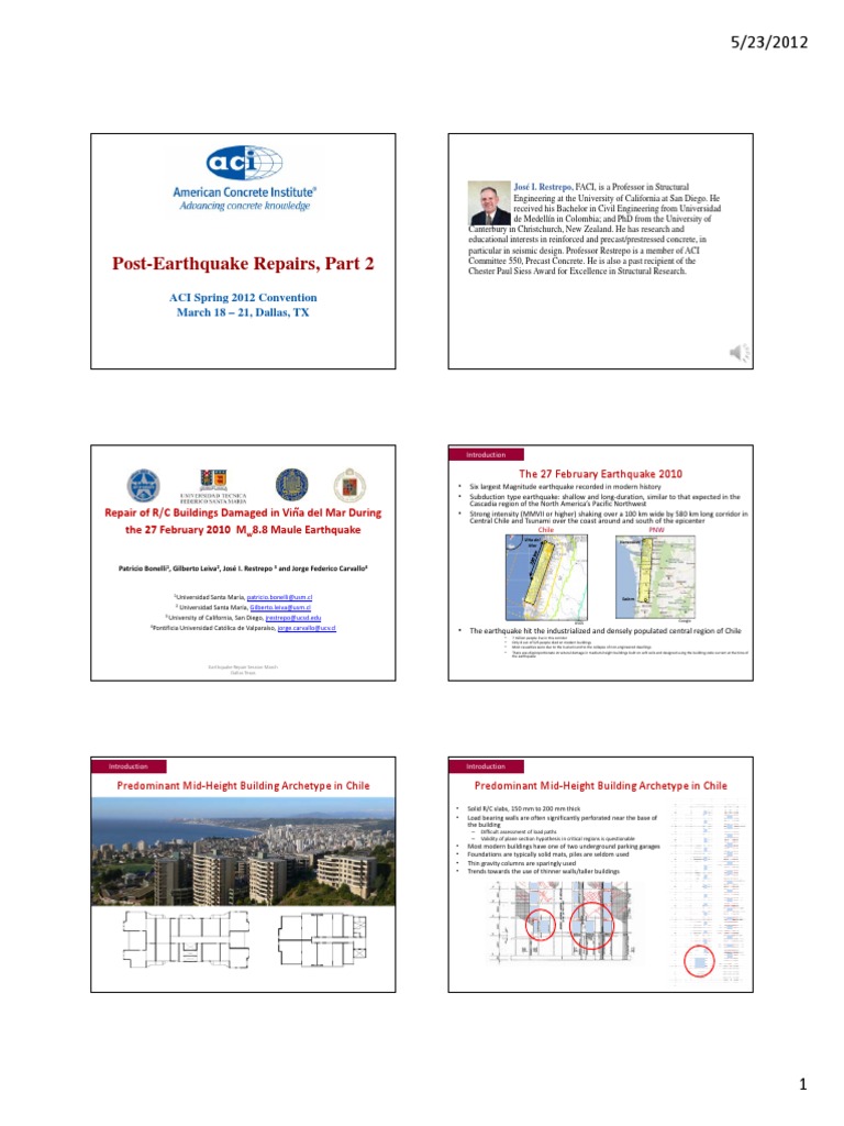 Post-Earthquake Building Repairs in Chile | PDF | Earthquakes | Solid ...