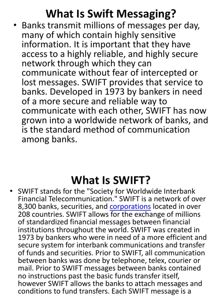 What Is SWIFT Messaging | PDF | Banks | Service Industries