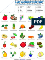 Food Fruit Vocabulary Matching Exercise Worksheet