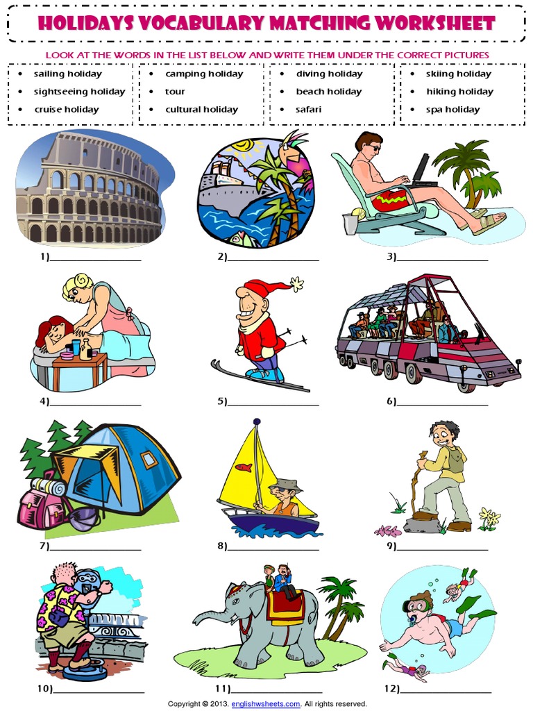 types-of-holidays-vocabulary-matching-exercise-worksheet-pdf