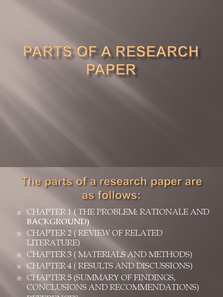 Parts of A Research Paper | PDF | Hypothesis | Nursing