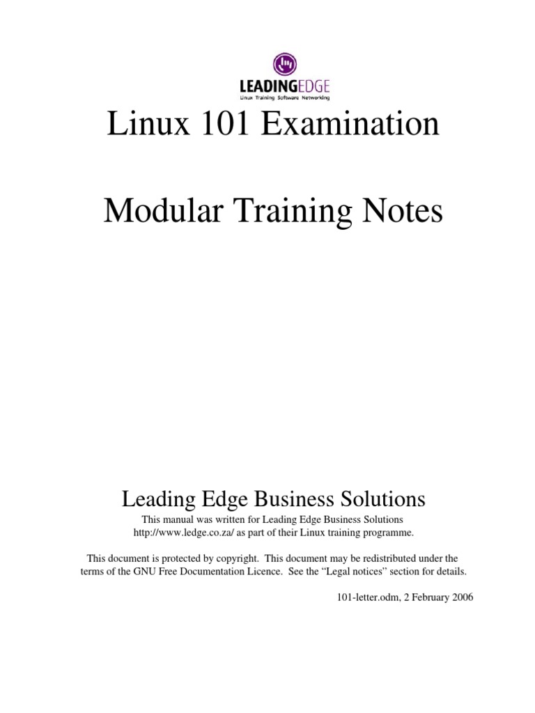 Linux 101 Examination Modular Training Notes: Leading Edge Business ...