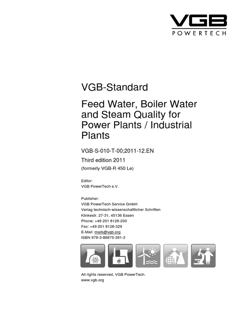 VGBStandard Feed Water, Boiler Water and Steam Quality For Power