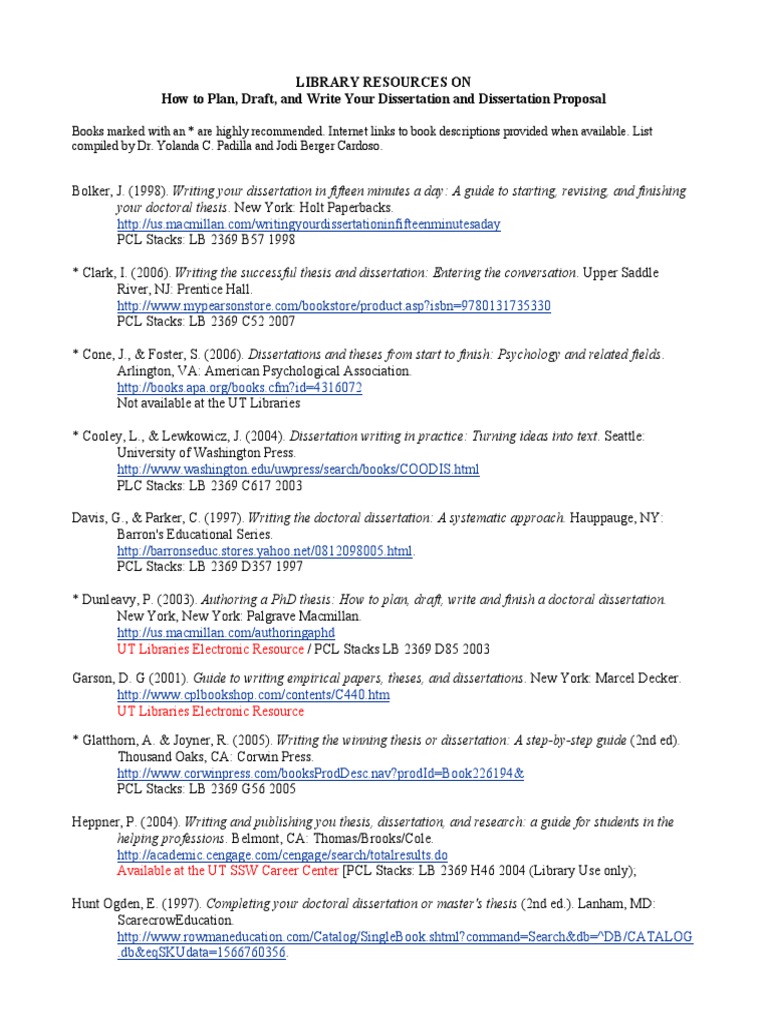 dissertation types plan