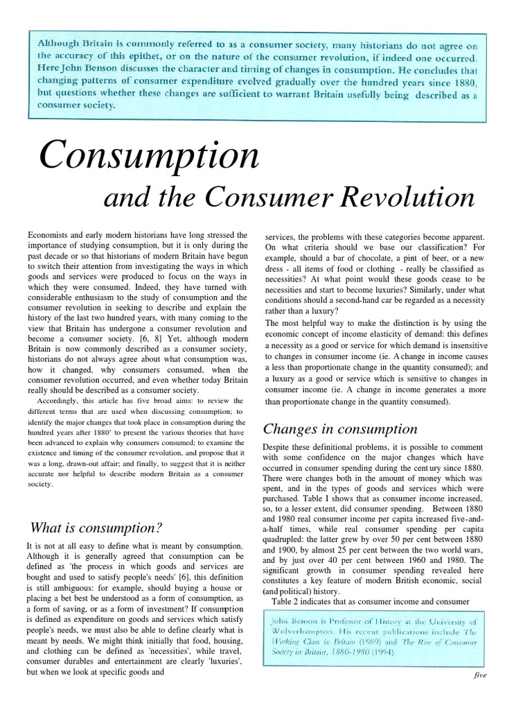 Understanding the Consumer Revolution | PDF | Consumerism | Luxury Goods