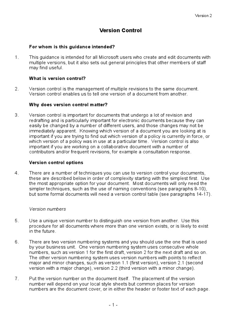 Version Control V 02 PDF Version Control Information Technology
