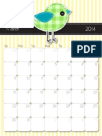 2014 March Printable Calendar Color