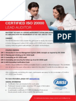 Certified ISO 20000 Lead Auditor - One Page Brochure