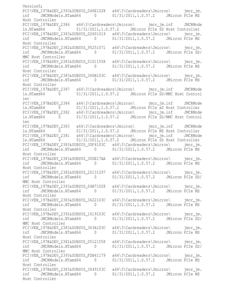 JMicron and Realtek PCIe and USB Card Reader Drivers PDF Computer