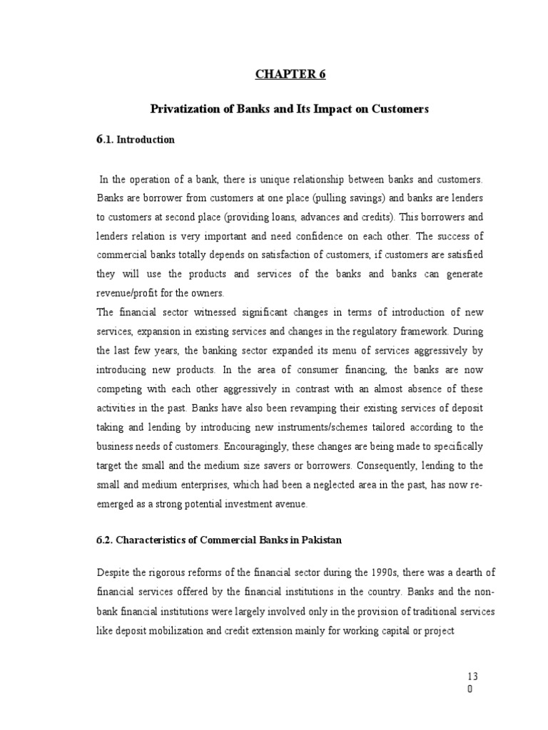 Privatization of Banks and Its Impact On Customers | PDF | Banks | Loans