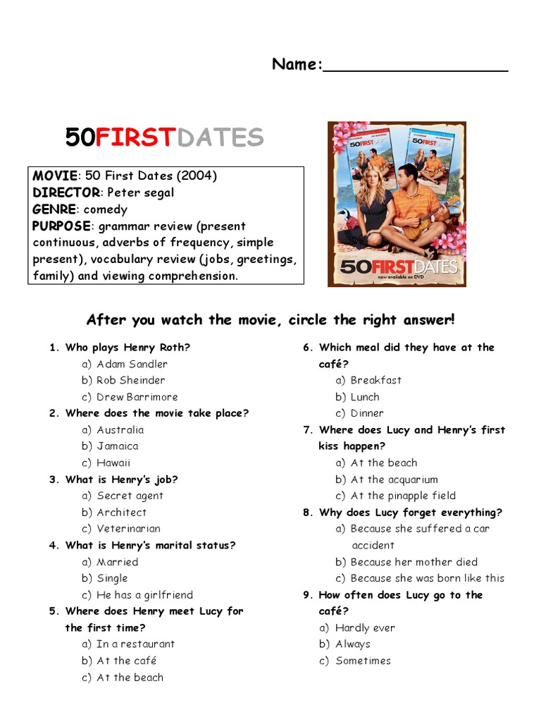50firstdates Movieworksheet | PDF | Art
