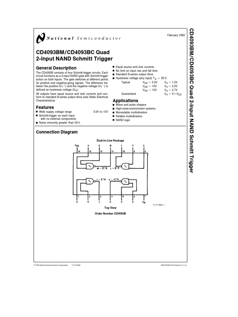 CD4093BCN | Download Free PDF | Electrical Engineering | Digital ...