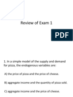 Review of Exam 1 Questions on Supply, Demand, Prices and Macro Models