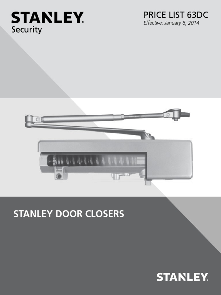 Stanley Door Closers 2014 Price Book Credit (Finance) Cargo