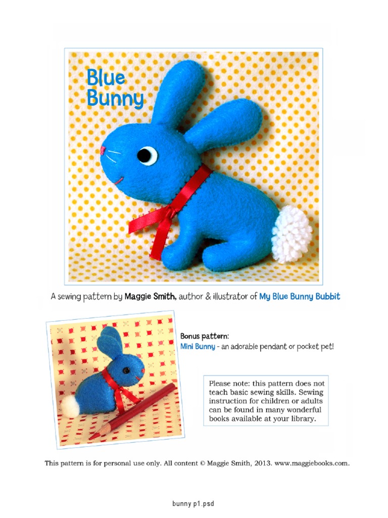Blue Bunny Pattern - My Blue Bunny Bubbit | PDF